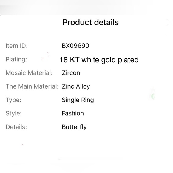 ♥️Aquamarine Blue Oval Cut Zircon,Butterfly white Zircon stones 18K gold plated - Picture 12 of 12